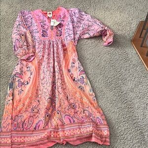 FARM Rio Pink and Orange Paisley Maxi Dress